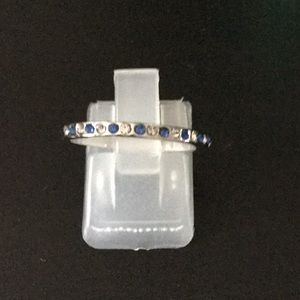 Sterling silver with white and blue sapphires